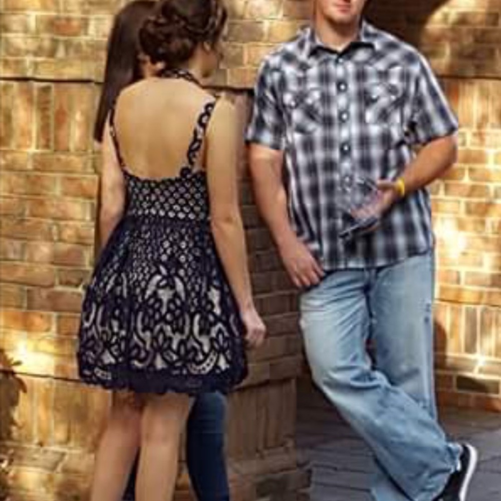 blue lace formal dress